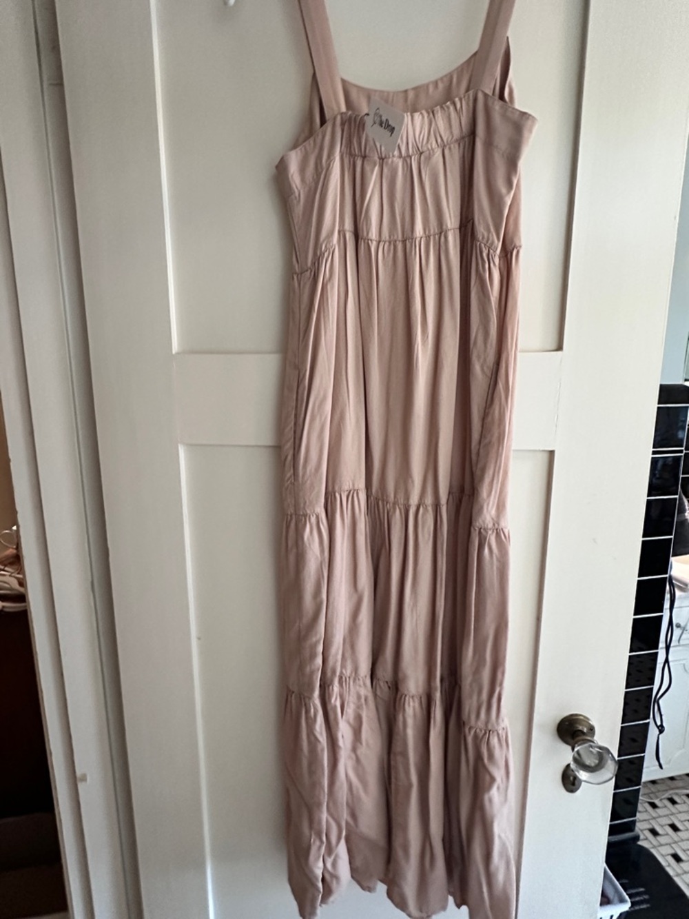Sleeveless Tiered Maxi Dress in Soft Pink